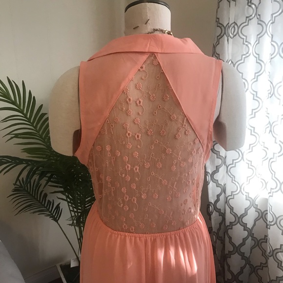 Peach collared high low summer dress - Picture 5 of 6